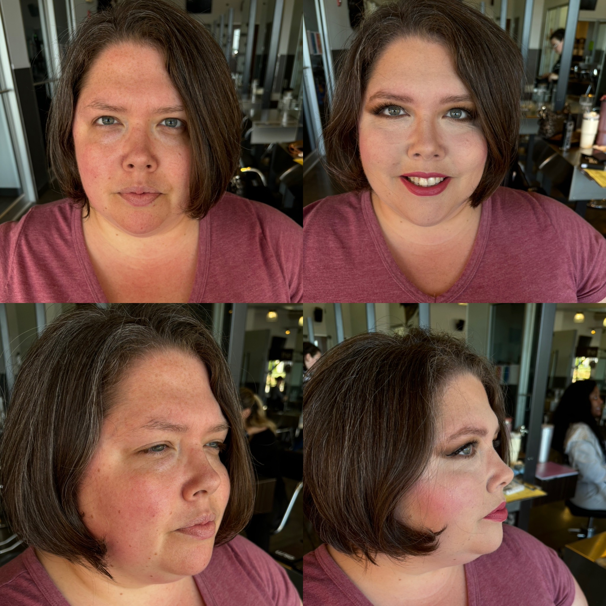 Makeup before and after client result Lincoln RI esthetician