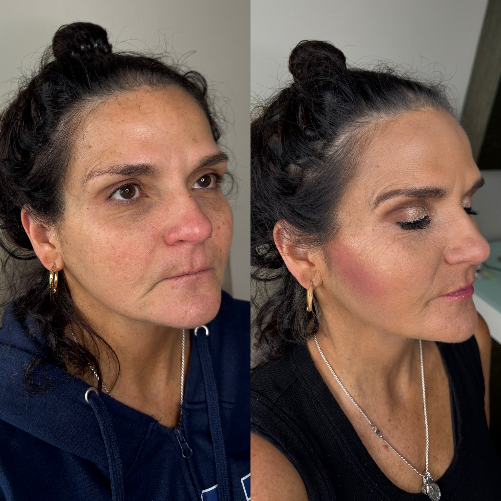 Bridal or event makeup before and after Lincoln RI