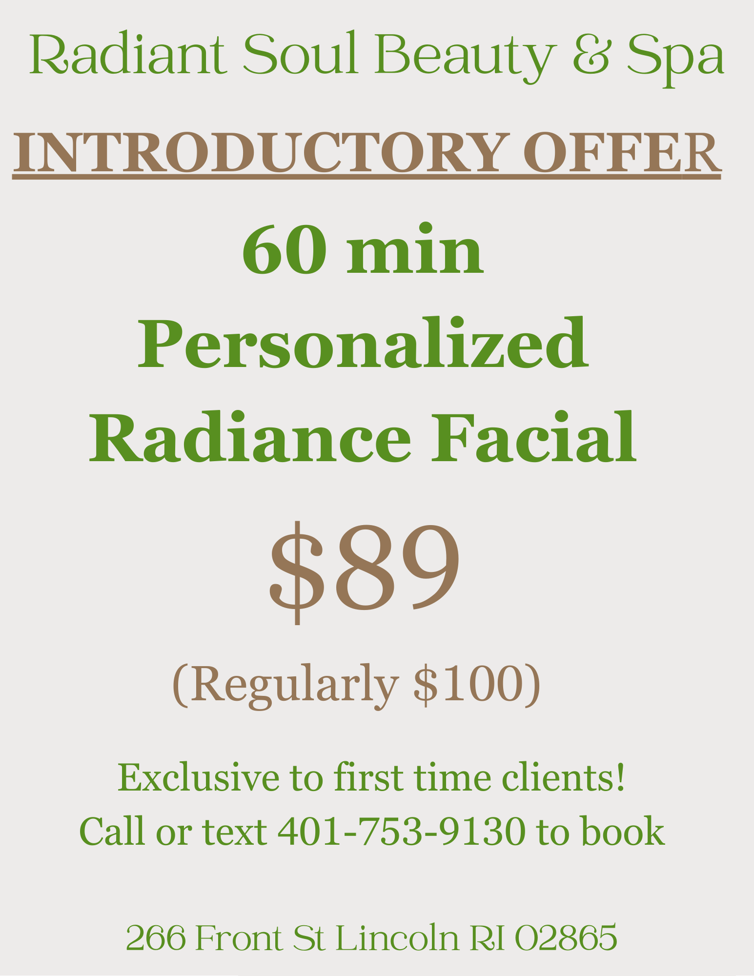 Shop with a Pro experience flyer — Radiant Soul Beauty and Spa Lincoln Rhode Island